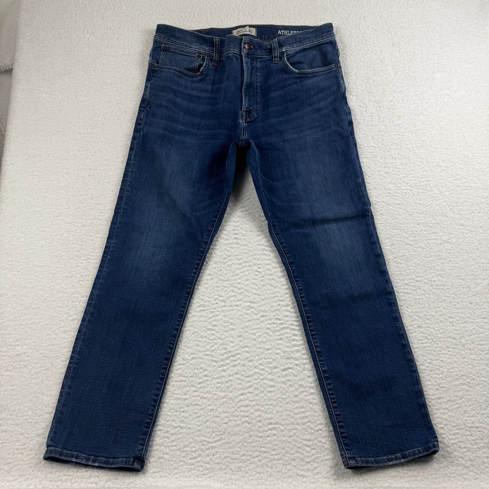 Madewell Athletic Slim Coolmax Jeans Mens 38X32 Blue Denim Stretch Mid Rise